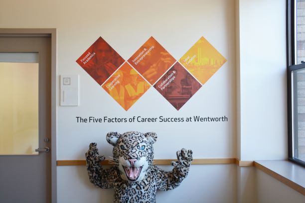 Student Services Center Entrance with Leopard
